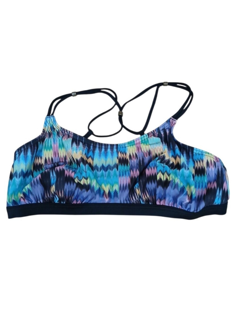 Prana Strappy Bikini Top in Blue Multi Print Size Large